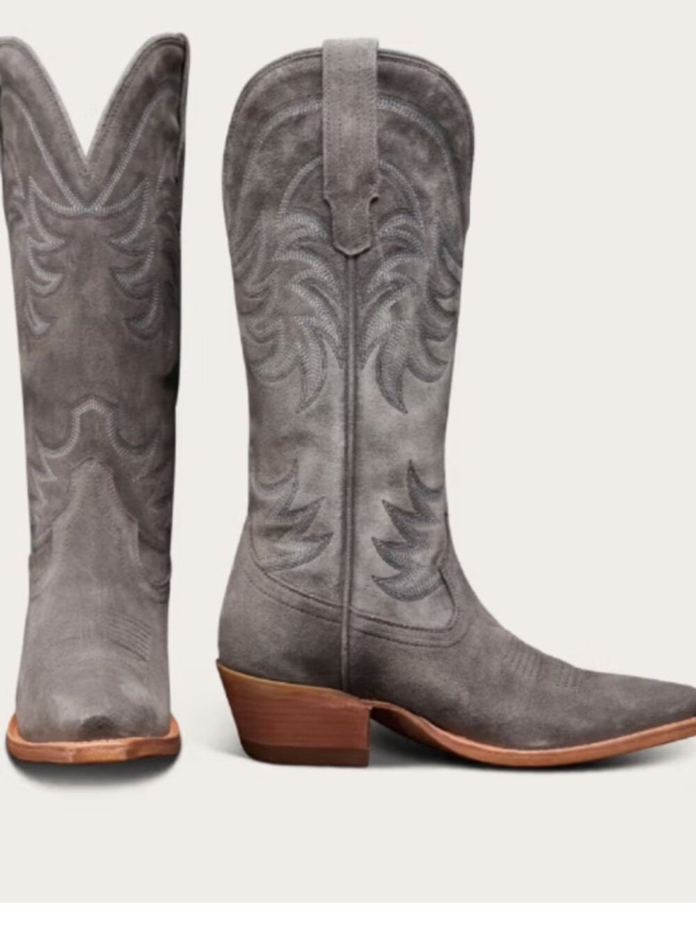 Tecovas Gray Suede Western Heeled Boots